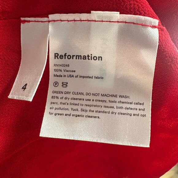 Reformation Christine Mini Ruffle Dress in Lipstick Red size 4 S XS tie straps - Picture 8 of 11